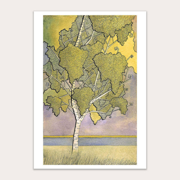 Birch By The River Illustration