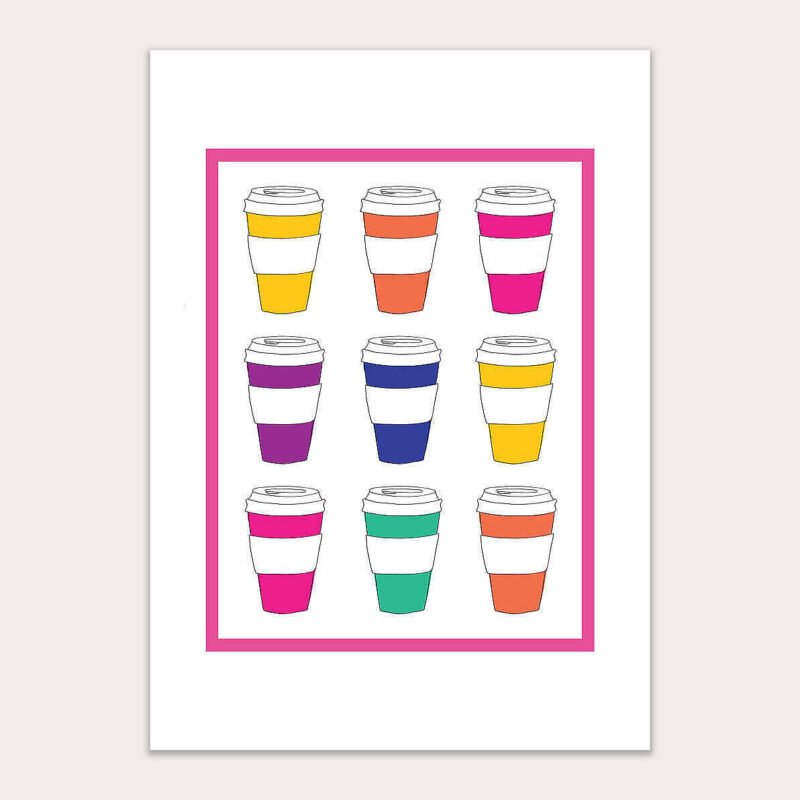 Coffee Cup Rainbow Print