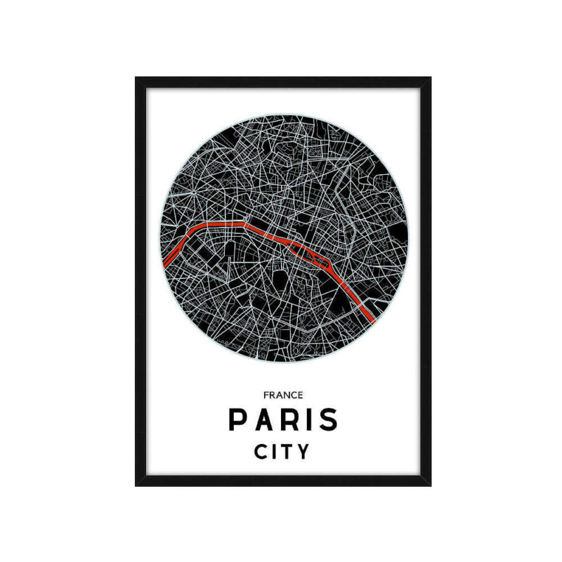 Paris Map Framed Mallin Slim