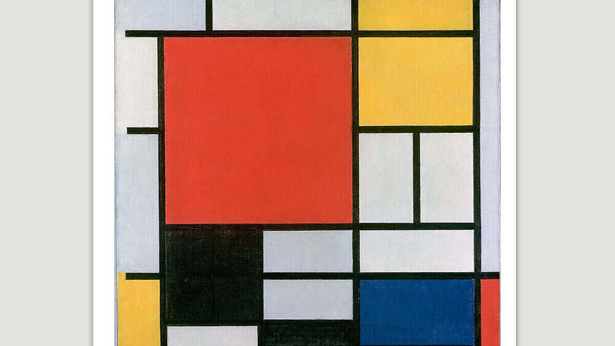 Tableau Encadré Piet Mondrian 'No. I' - Affiche D'Art Avec Passe-Partout - Cadre Noir 80x60 Cm - 1art1