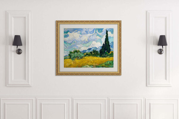 Vincent Van Gogh Wheat Field with Cypresses 1889 Wall Mockup