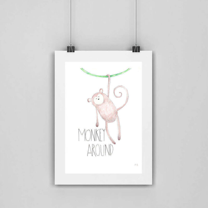 Monkey Around By Maria Anni Poster Mockup