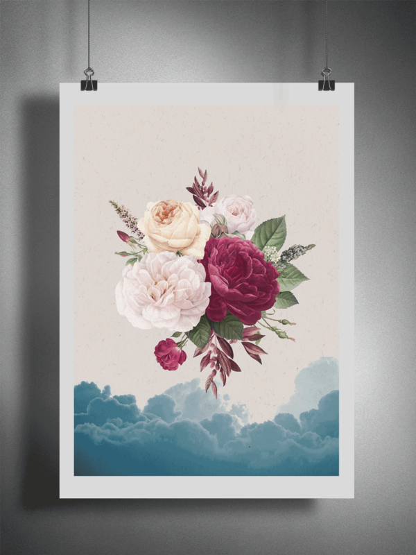 Ikonolexi Floral Clouds Poster Mockup For Web