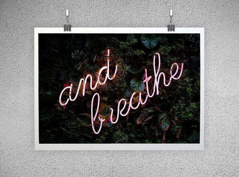 Neon Sign Just Breathe Poster Mockup For Web e1584964406291