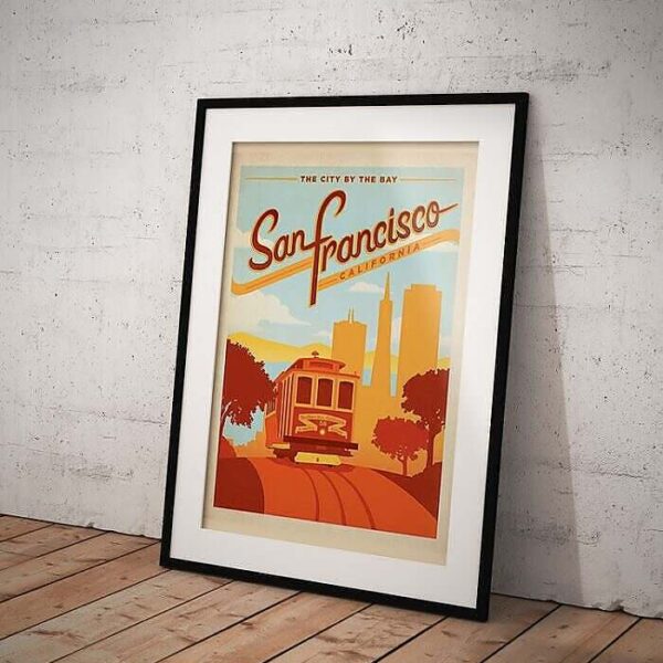 San Francisco City By the Bay Vintage Poster Framed Mockup Web e1585352417311