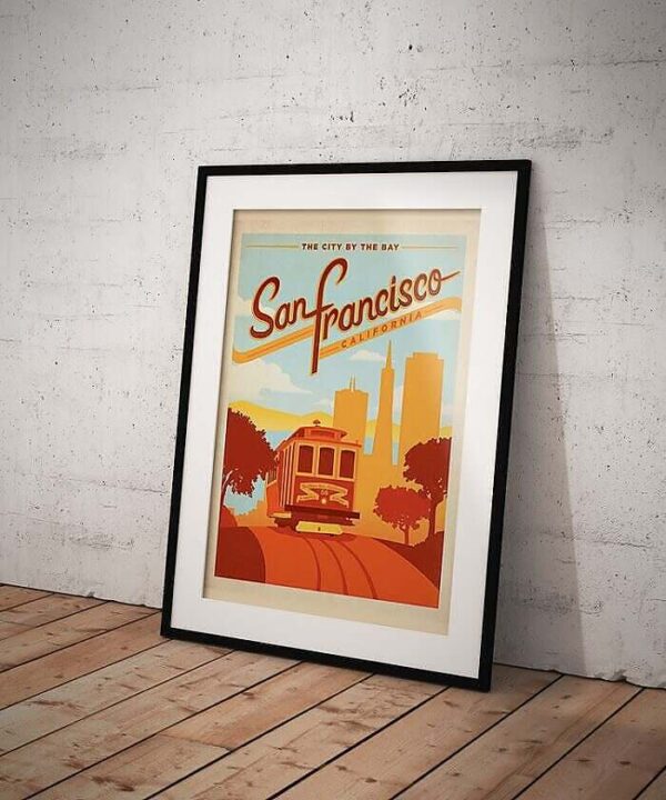 San Francisco City By the Bay Vintage Poster Framed Mockup Web e1585352417311