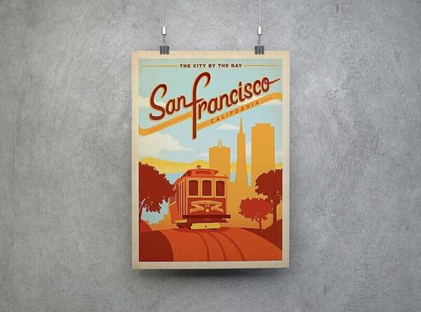 San Francisco City By the Bay Vintage Poster Mockup Web e1585352428897