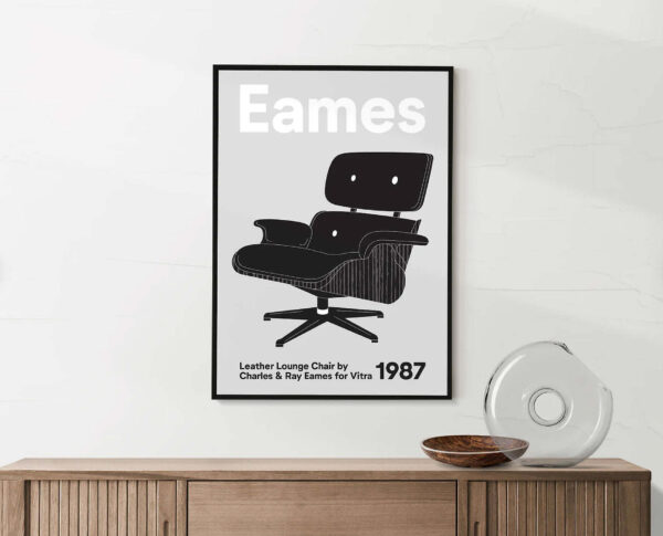 Charles Ray Eames Vitra Chair Mid Century Modern Print Wall Mockup 2