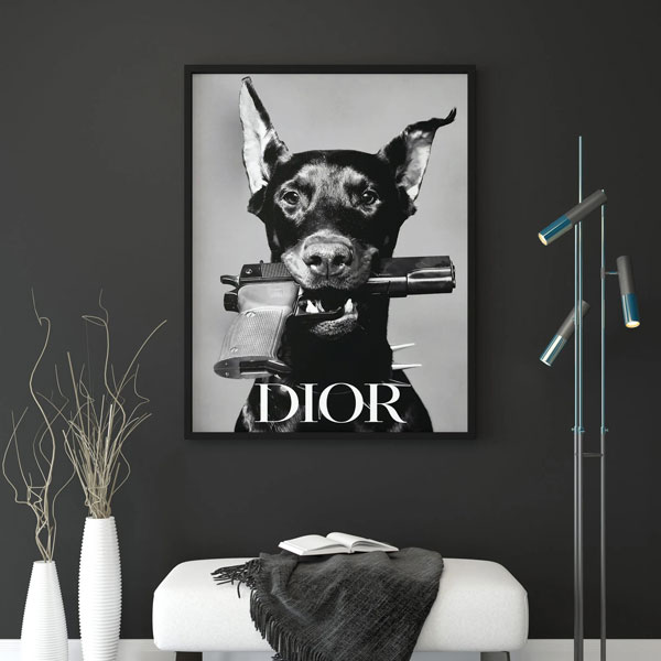 Dior Fashion Photography Doperman with a gun Wall Image 1